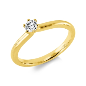 Solitaire Ring 6er-Krappe 14kt Gelbgold mit 0,20ct Diamanten