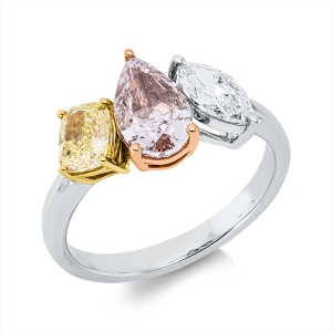Ring 18 kt WG+GG+RG, GIA x 3 pcs