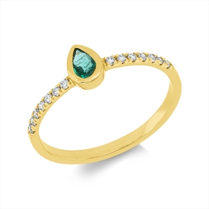 Ring 18 kt GG Tropfen, Fassung rhodiniert
