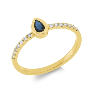 Ring 18 kt GG Tropfen, Fassung rhodiniert