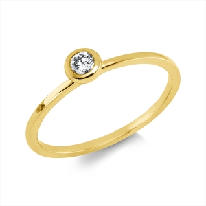 Solitaire Ring Zarge 18kt Gelbgold mit 0,10ct Diamanten