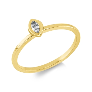 Solitaire Ring Zarge 18kt Gelbgold mit 0,10ct Diamanten