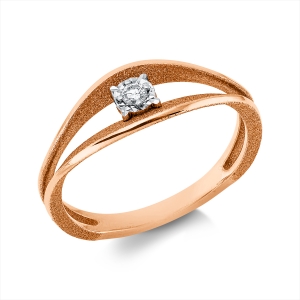 Solitaire Ring  18kt Rotgold / Weißgold mit 0,04ct Diamanten