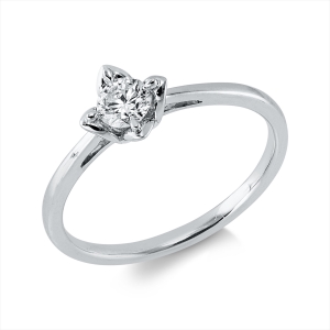 Solitaire Ring 4er-Krappe 18kt Weißgold mit 0,27ct Diamanten