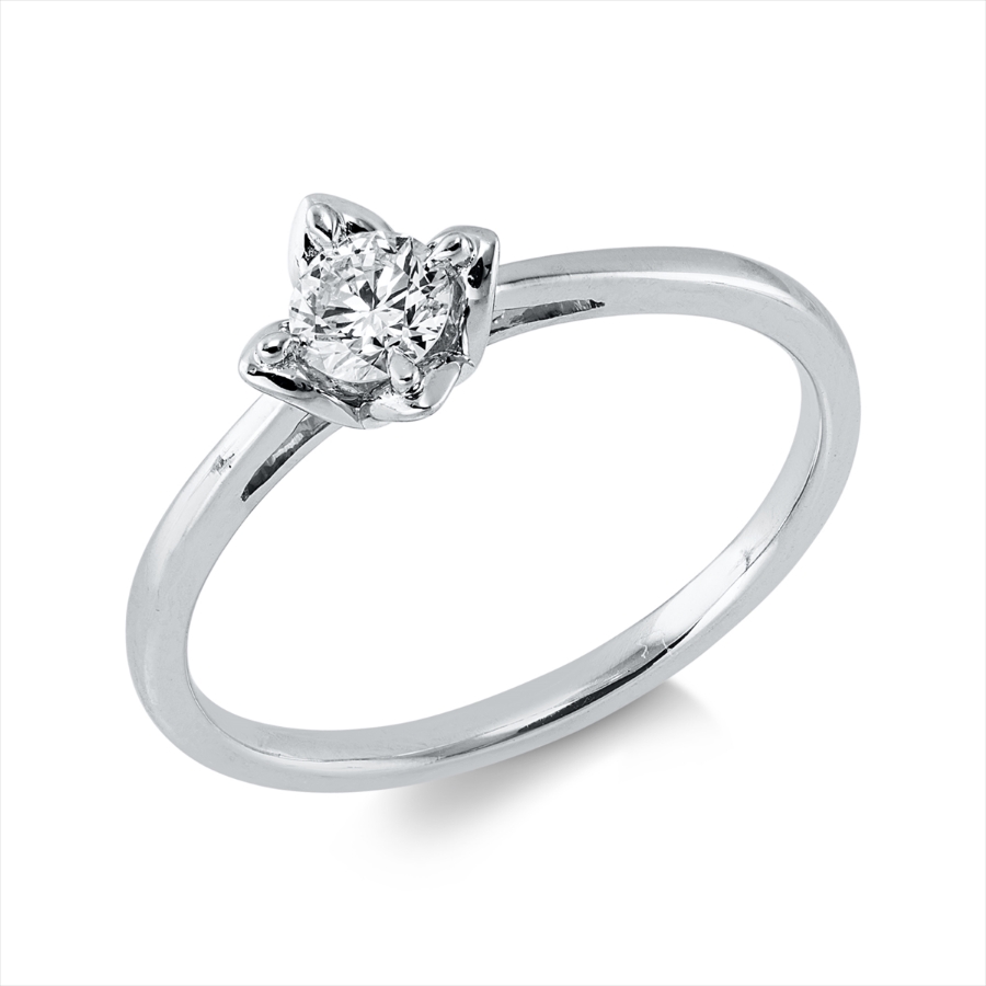 Solitaire Ring 4er-Krappe 18kt Weißgold mit 0,27ct Diamanten
