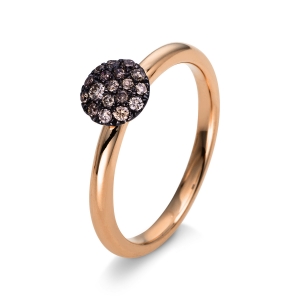 Pavé Ring  14kt Rotgold Fassung schwarz rhodiniert mit 0,19ct Diamanten