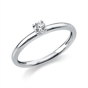 Solitaire Ring 4er-Krappe 14kt Weißgold mit 0,15ct Diamanten