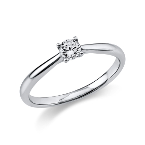 Solitaire Ring 4er-Krappe 14kt Weißgold mit 0,20ct Diamanten