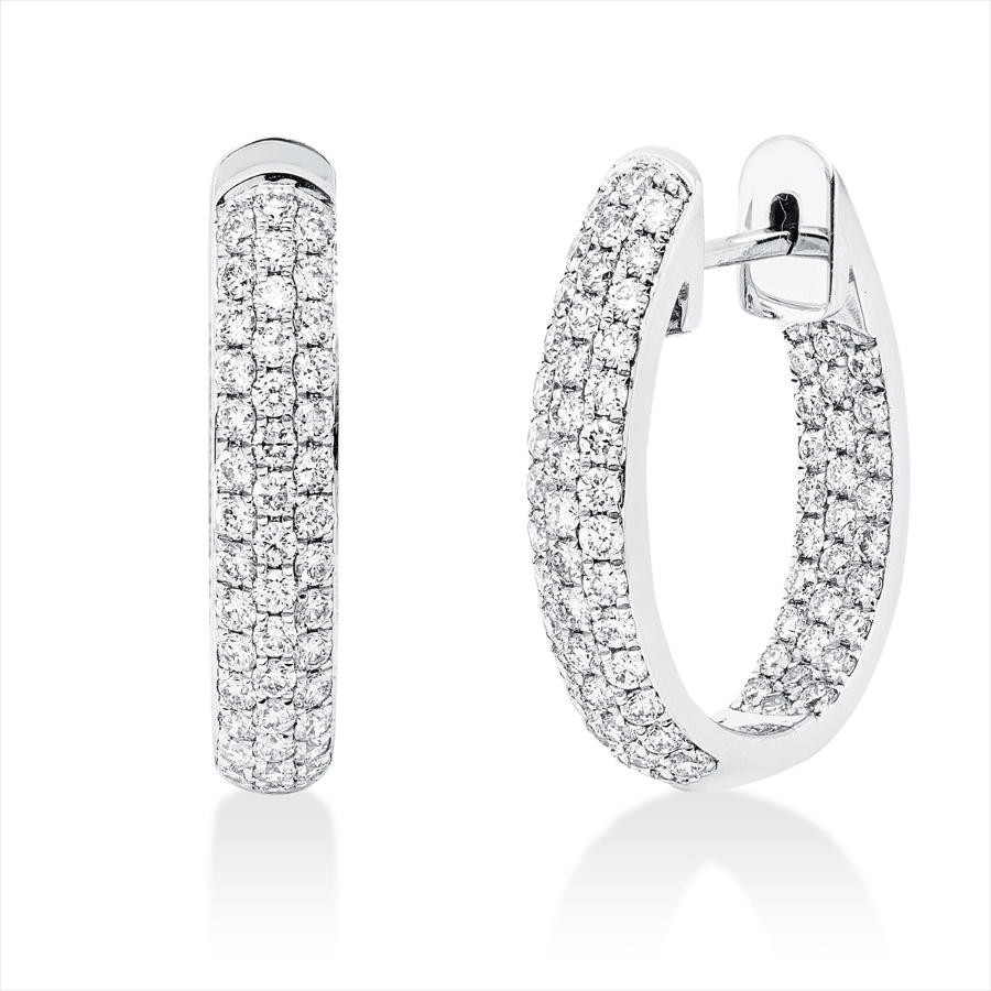 Pavé Creolen  18kt Weißgold mit 1,22ct Diamanten