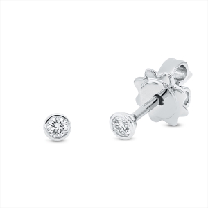 Solitaire Ohrstecker Zarge 18kt Weißgold mit 0,10ct Diamanten