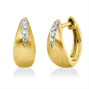 Creolen 14 kt GG, Fassung rhodiniert, mattiert