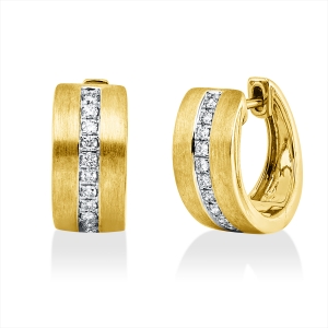 Creolen 14 kt GG, Fassung rhodiniert, mattiert