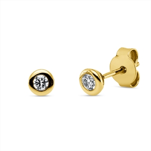 Solitaire Ohrstecker Zarge 18kt Gelbgold mit 0,20ct Diamanten