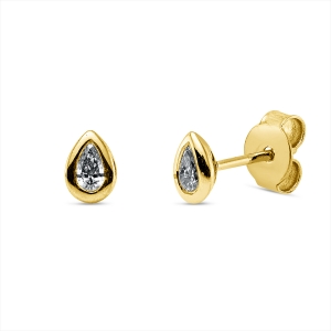 Solitaire Ohrstecker Zarge 18kt Gelbgold  Tropfen mit 0,20ct Diamanten