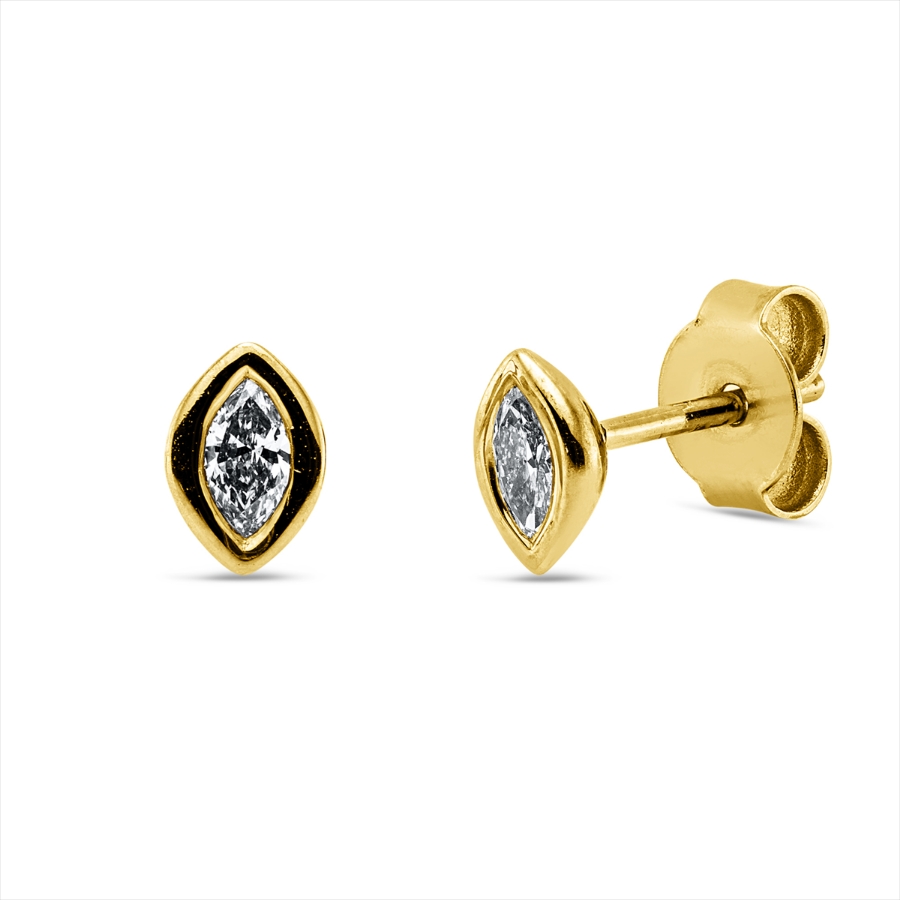 Solitaire Ohrstecker Zarge 18kt Gelbgold mit 0,21ct Diamanten