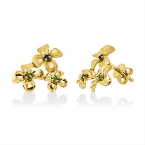 Ohrstecker 18 kt GG Blume/Blumen, teils mattiert