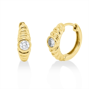 Solitaire Creolen Zarge 14kt Gelbgold mit 0,23ct Diamanten