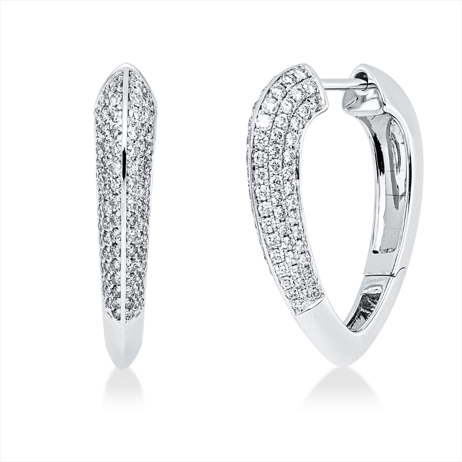 Pavé Creolen  18kt Weißgold mit 0,95ct Diamanten