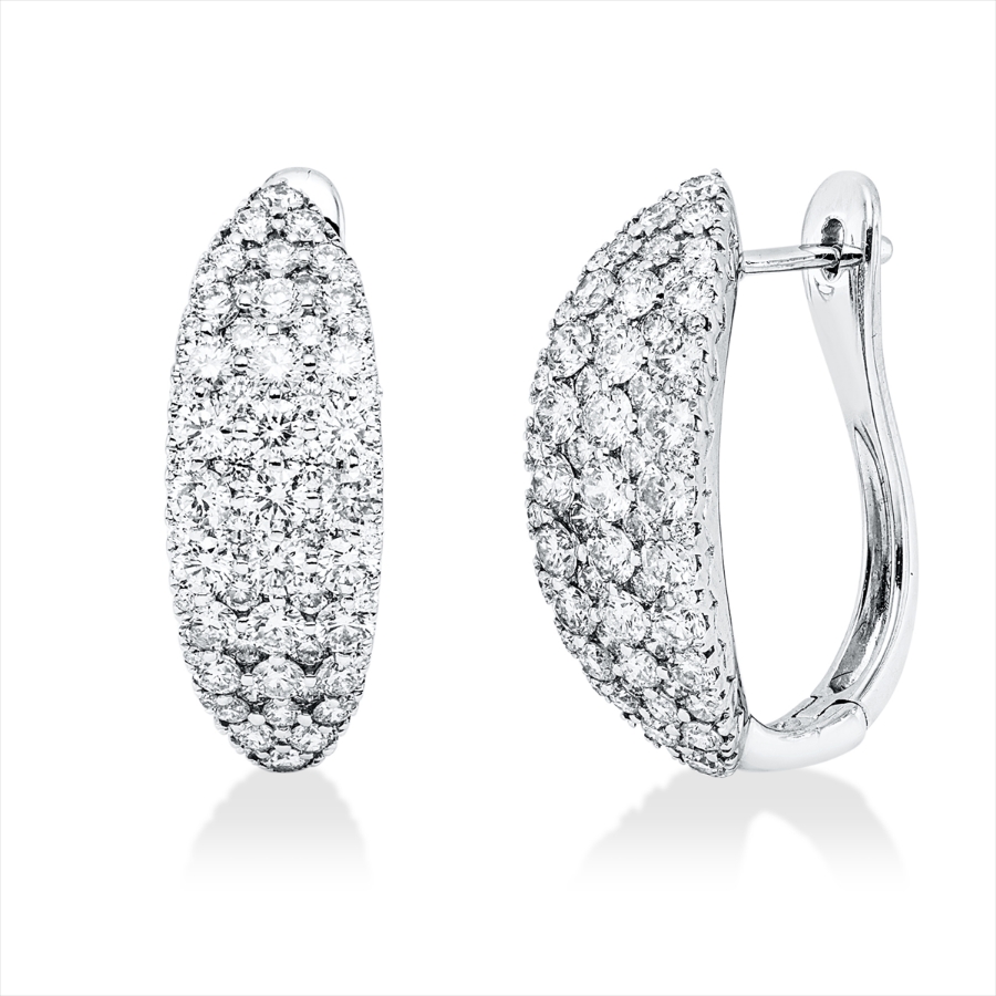 Pavé Creolen  18kt Weißgold mit 2,60ct Diamanten