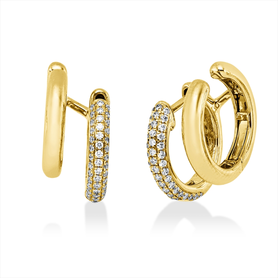 Pavé Creolen  14kt Gelbgold mit 0,36ct Diamanten