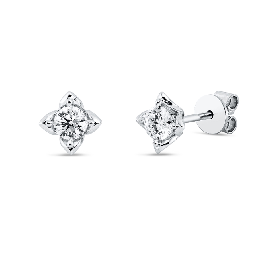 Solitaire Ohrstecker 4er-Krappe 18kt Weißgold mit 0,51ct Diamanten