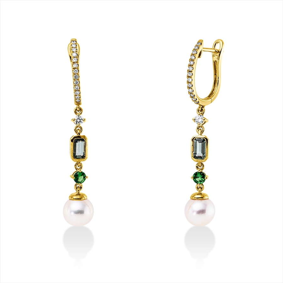 Ohrschmuck  18kt Gelbgold mit Farbstein