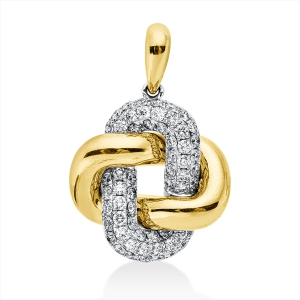 Pavé Anhänger  18kt Gelbgold / Weißgold mit Öse mit 2,68ct Diamanten