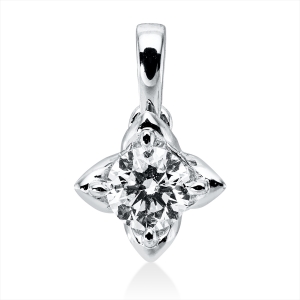 Solitaire Anhänger 4er-Krappe 18kt Weißgold mit Öse mit 0,27ct Diamanten