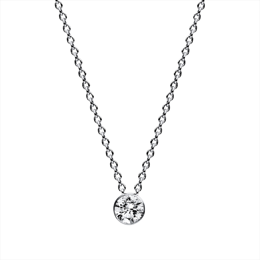 Solitaire Collier Zarge 14kt Weißgold mit 0,15ct Diamanten