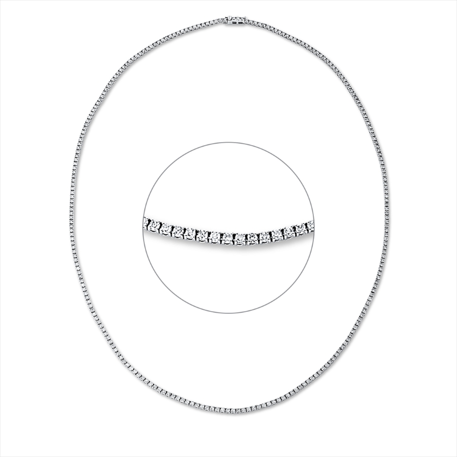 Tenniscollier  14kt Weißgold mit 6,59ct Diamanten