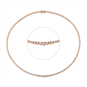 Tenniscollier 3er-Krappe 18kt Rotgold mit 5,75ct Diamanten