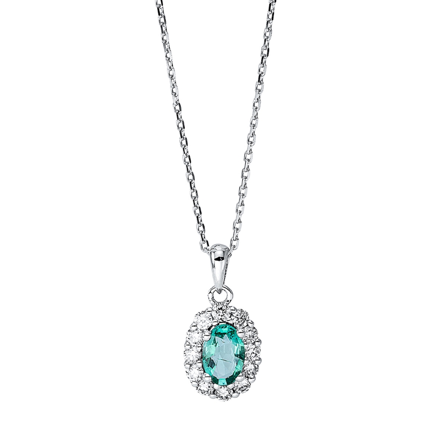 Collier 18 kt WG, mit ZÖ 40 cm + 42 cm