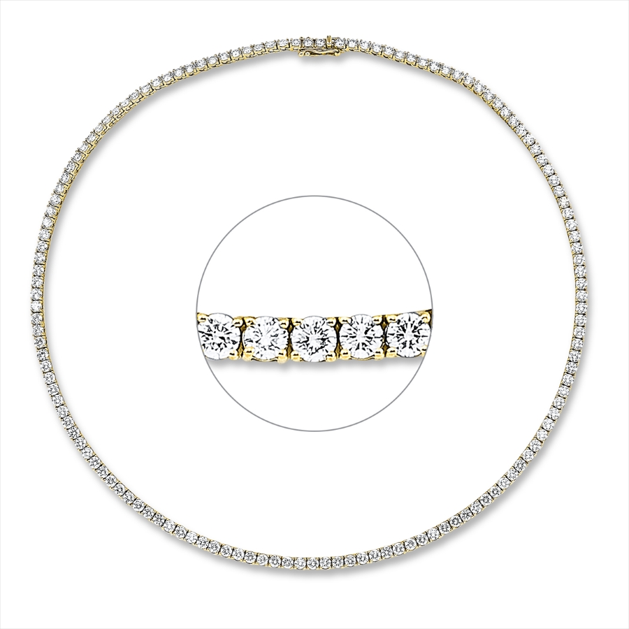 Tenniscollier  18kt Gelbgold mit 15,72ct Diamanten