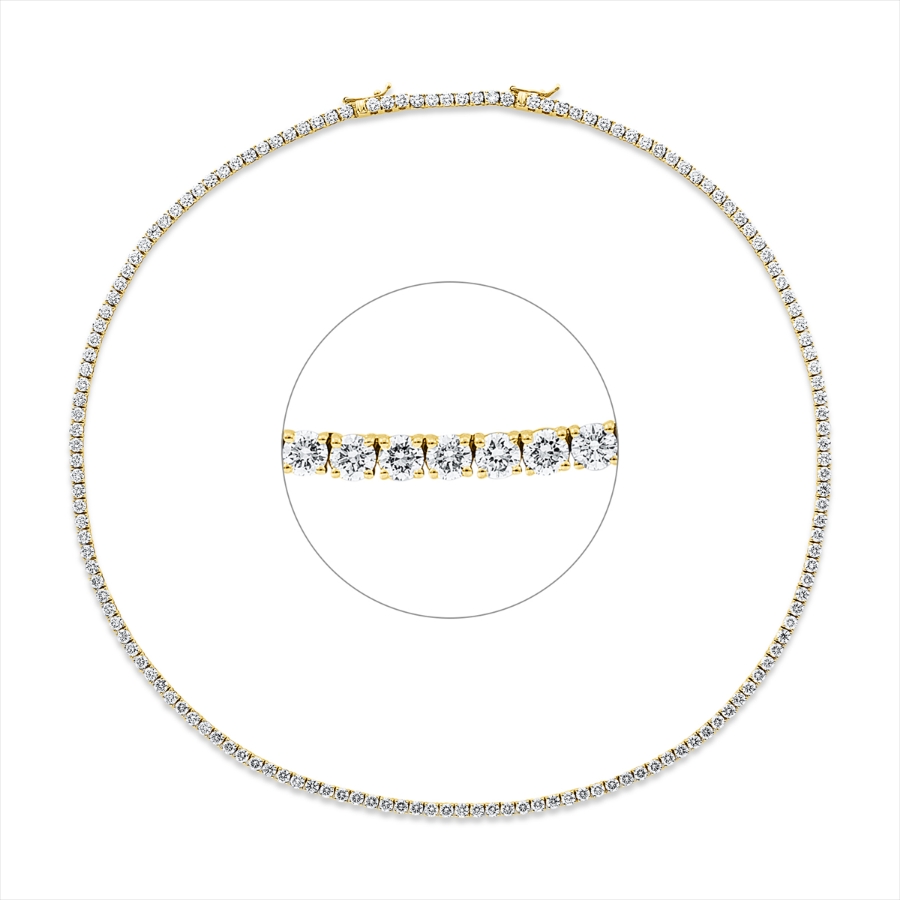 Tenniscollier  18kt Gelbgold extension ZÖ 42 cm mit 12,32ct Diamanten