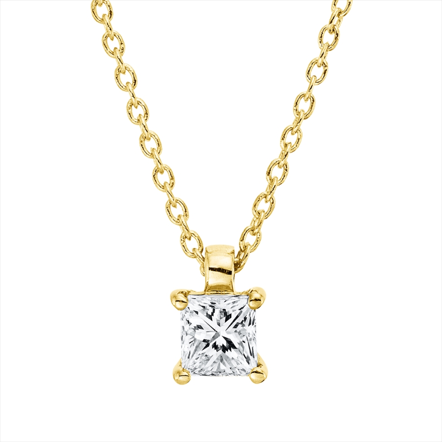 Solitaire Collier 4er-Krappe 18kt Gelbgold mit ZÖ 42 cm mit 0,26ct Diamanten