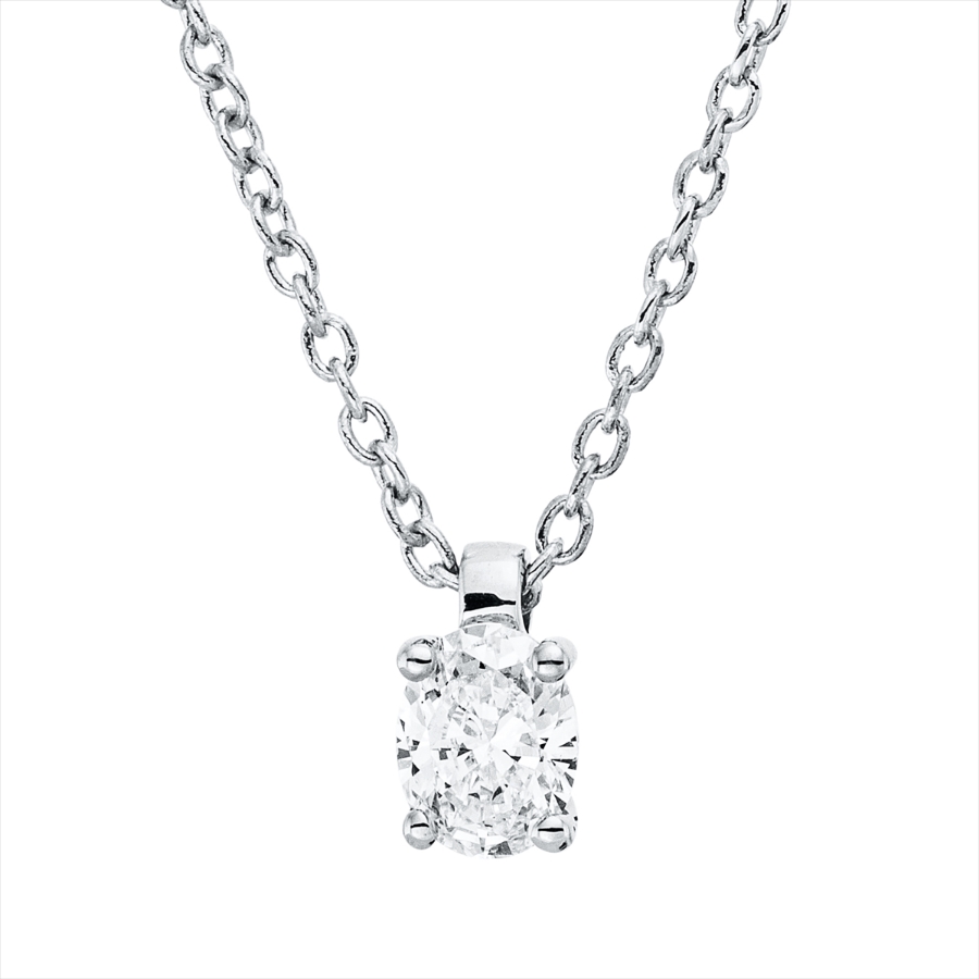 Solitaire Collier 4er-Krappe 18kt Weißgold mit ZÖ 42 cm mit 0,17ct Diamanten
