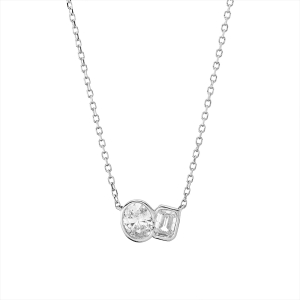 Collier 18 kt WG, mit ZÖ 43 cm + 40,6 cm