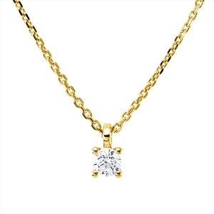 Solitaire Collier 4er-Krappe 18kt Gelbgold mit ZÖ 42 cm mit 0,25ct Diamanten