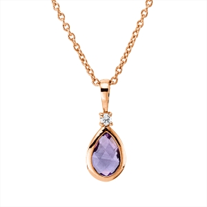 Collier 18 kt RG Tropfen, mit ZÖ 40 cm, 42,5cm