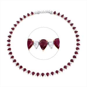 Collier 18 kt RG+WG, mit ZÖ 38 cm