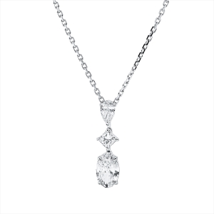 Collier 18 kt WG, mit ZÖ 40 cm + 41,5 cm