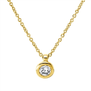 Solitaire Collier Zarge 18kt Gelbgold mit 0,10ct Diamanten
