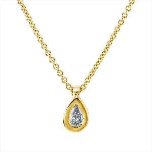 Solitaire Collier Zarge 18kt Gelbgold mit ZÖ 42 cm Tropfen mit 0,10ct Diamanten