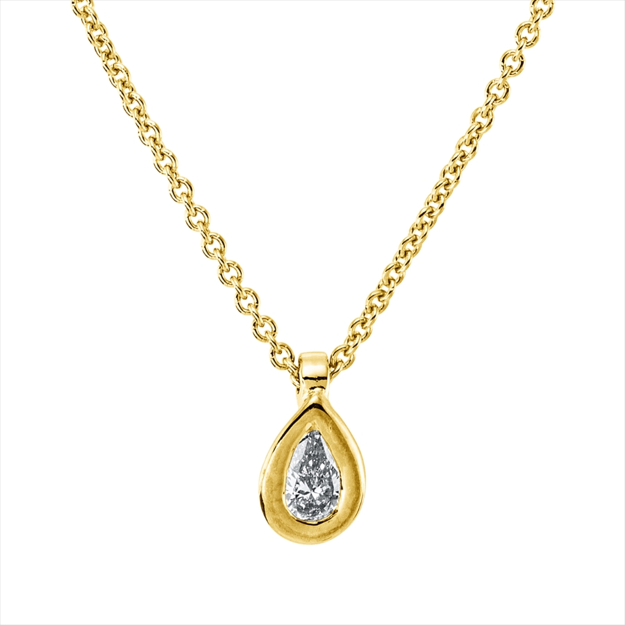 Solitaire Collier Zarge 18kt Gelbgold mit ZÖ 42 cm Tropfen mit 0,10ct Diamanten