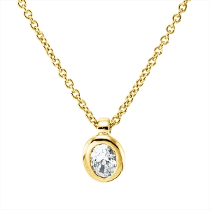 Solitaire Collier Zarge 18kt Gelbgold mit ZÖ 42 cm mit 0,12ct Diamanten