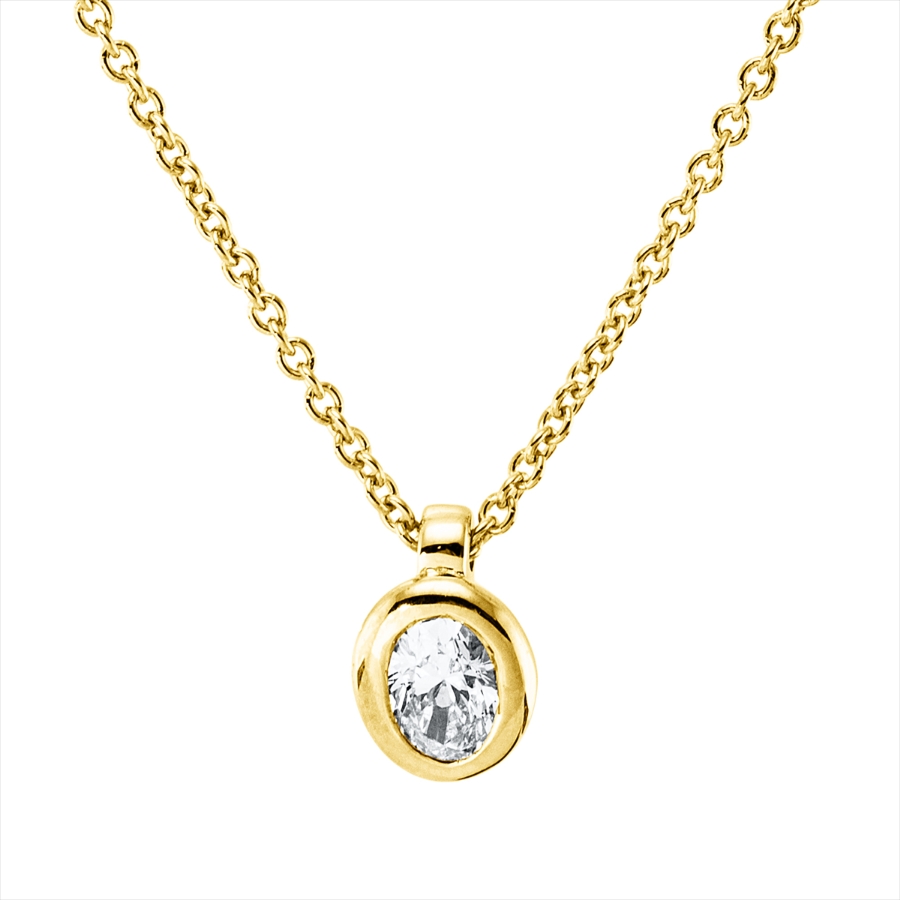 Solitaire Collier Zarge 18kt Gelbgold mit ZÖ 42 cm mit 0,12ct Diamanten