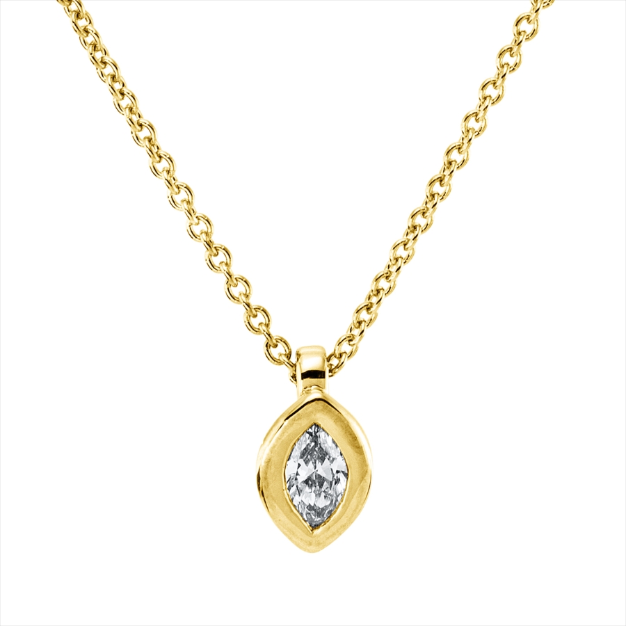 Solitaire Collier Zarge 18kt Gelbgold mit ZÖ 42 cm mit 0,11ct Diamanten