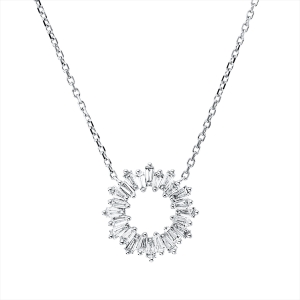 Collier 18 kt WG Kreis, mit ZÖ 42,5 cm + 40,0 cm