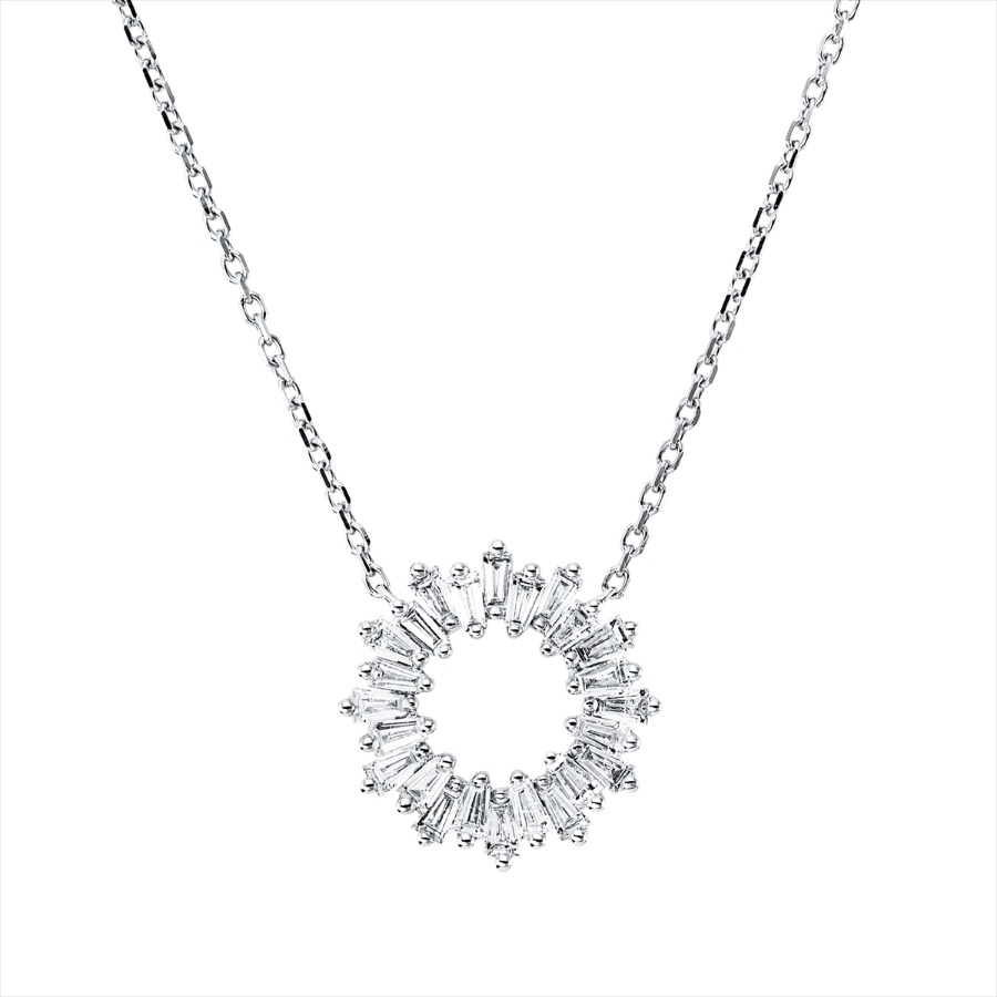 Collier 18 kt WG Kreis, mit ZÖ 42,5 cm + 40,0 cm