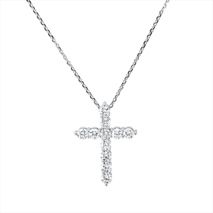 Collier 18 kt WG Kreuz, mit ZÖ 40 cm